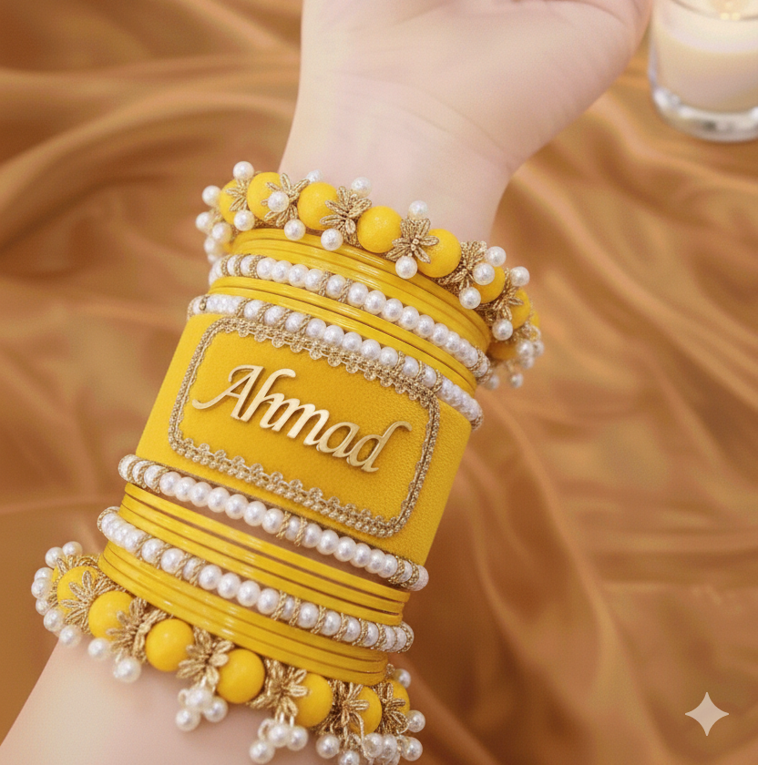 Signature Yellow Bangles - With Name Customization