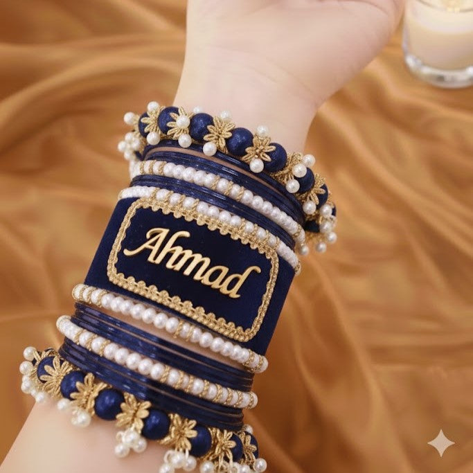 Signature Navy Blue Bangles - With Name Customization