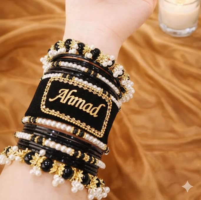 Signature Black Bangles - With Name Customization